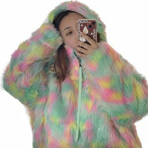 oversize UGG funky faux fur jacket y2k look